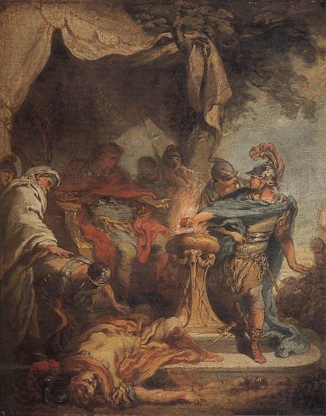 Francois Boucher Mucius Scaevola putting his hand in the fire France oil painting art